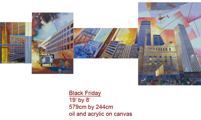 Painting - "Black Friday" 19' by 8' - oil and acrylic on canvas.